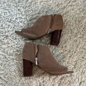 Franco Sarto Open Toe Asymmetrical Block Heels